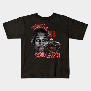 Dennis Rodman Bulls 91 & Michael Jordan 23 Vintage Kids T-Shirt